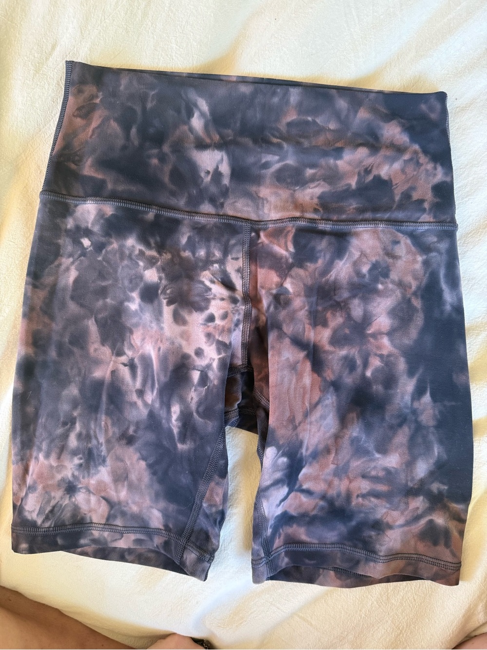 High-Waist Tie-Dye Women’s Bike Shorts - Black & Brown